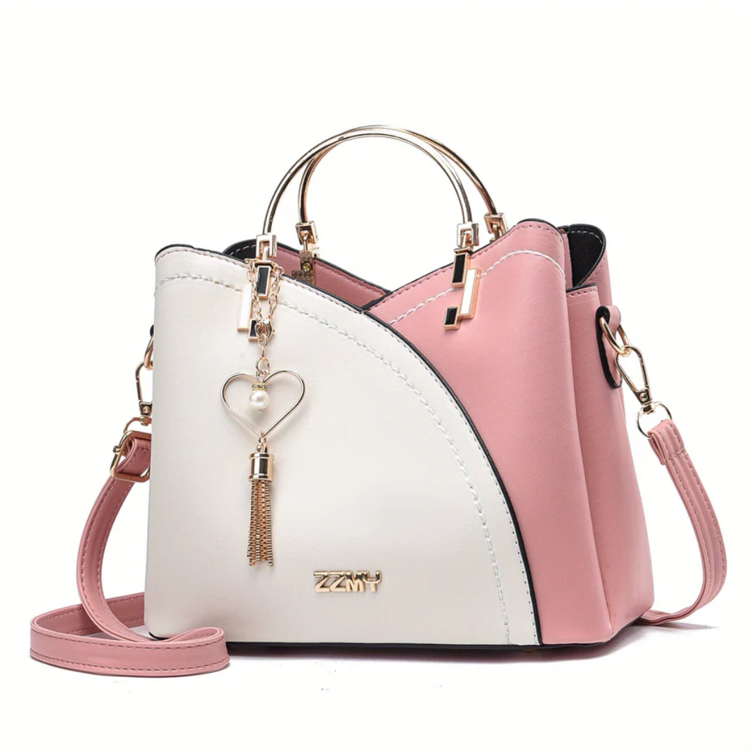 Chic Ladies Handbag - LuxeGrace-pink-white-The Livary