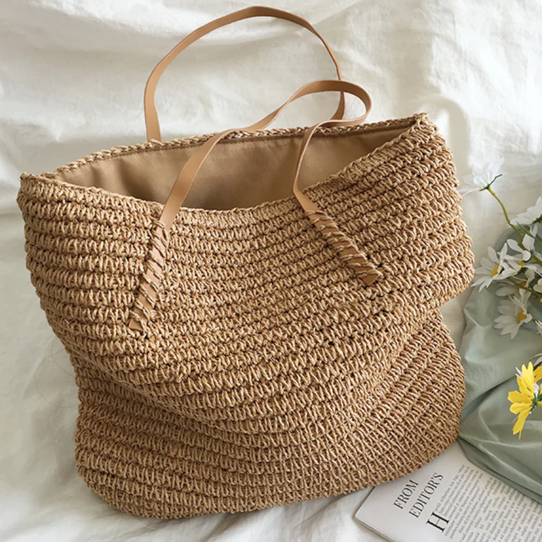 Spacious Handbag with Sturdy Shoulder Strap - TerraWoven-brown-The Livary