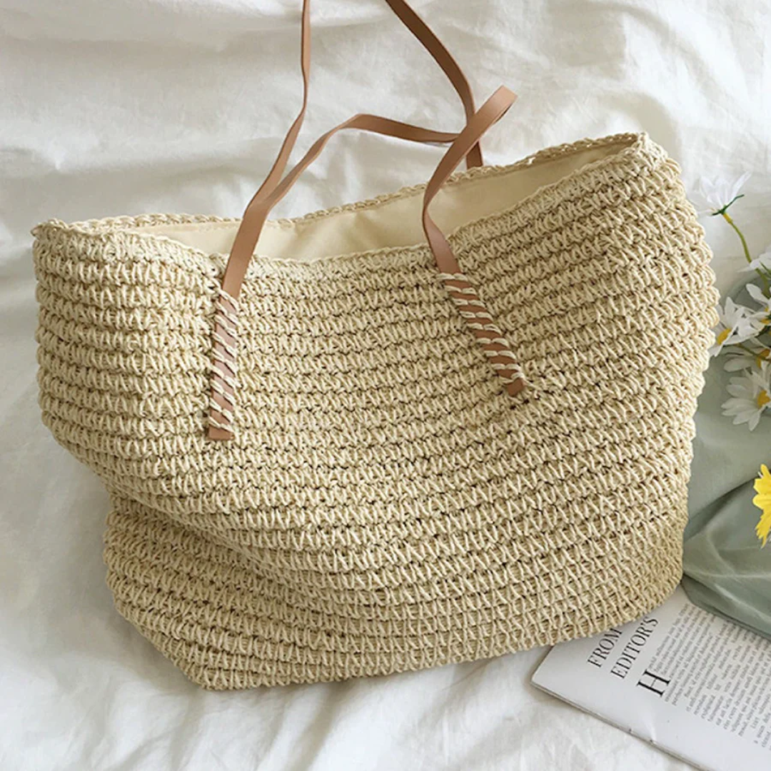 Spacious Handbag with Sturdy Shoulder Strap - TerraWoven-white-The Livary