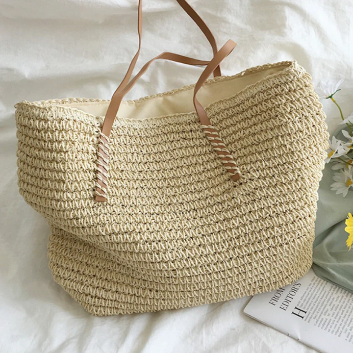 Spacious Handbag with Sturdy Shoulder Strap - TerraWoven-white-The Livary