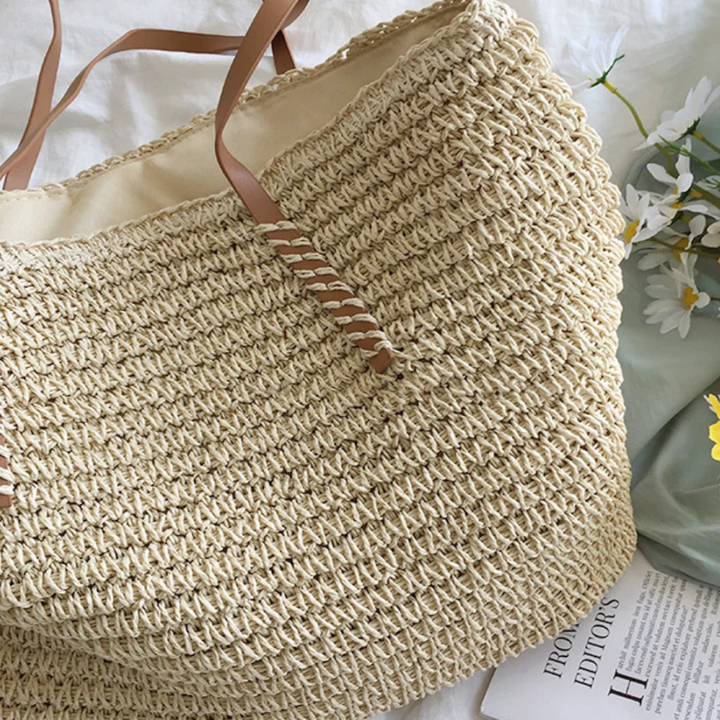 Spacious Handbag with Sturdy Shoulder Strap - TerraWoven-brown-The Livary