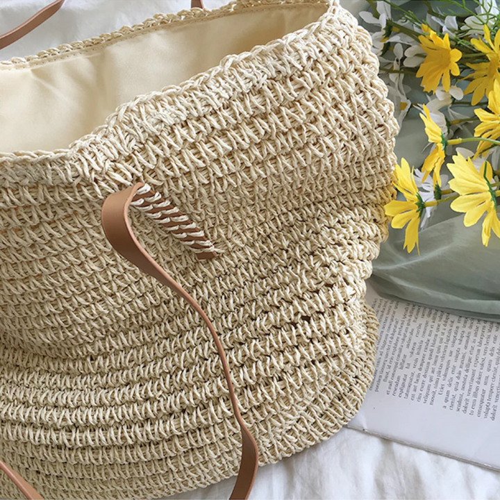 Spacious Handbag with Sturdy Shoulder Strap - TerraWoven-brown-The Livary