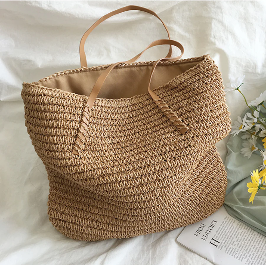 Spacious Handbag with Sturdy Shoulder Strap - TerraWoven-brown-The Livary