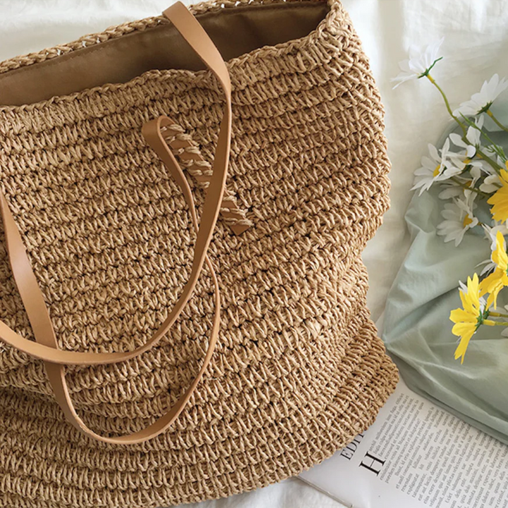 Spacious Handbag with Sturdy Shoulder Strap - TerraWoven-brown-The Livary