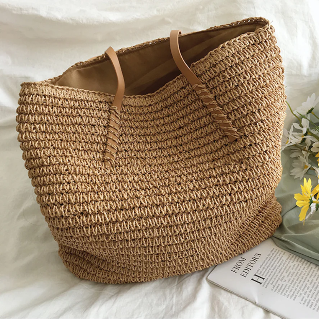 Spacious Handbag with Sturdy Shoulder Strap - TerraWoven-brown-The Livary