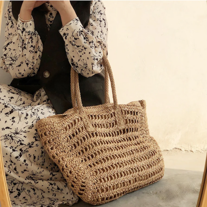 Stylish Woven Handbag for Women - BreezeTote-brown-The Livary