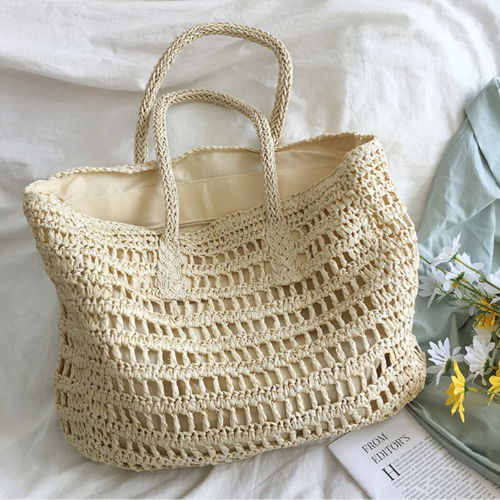 Stylish Woven Handbag for Women - BreezeTote-white-The Livary