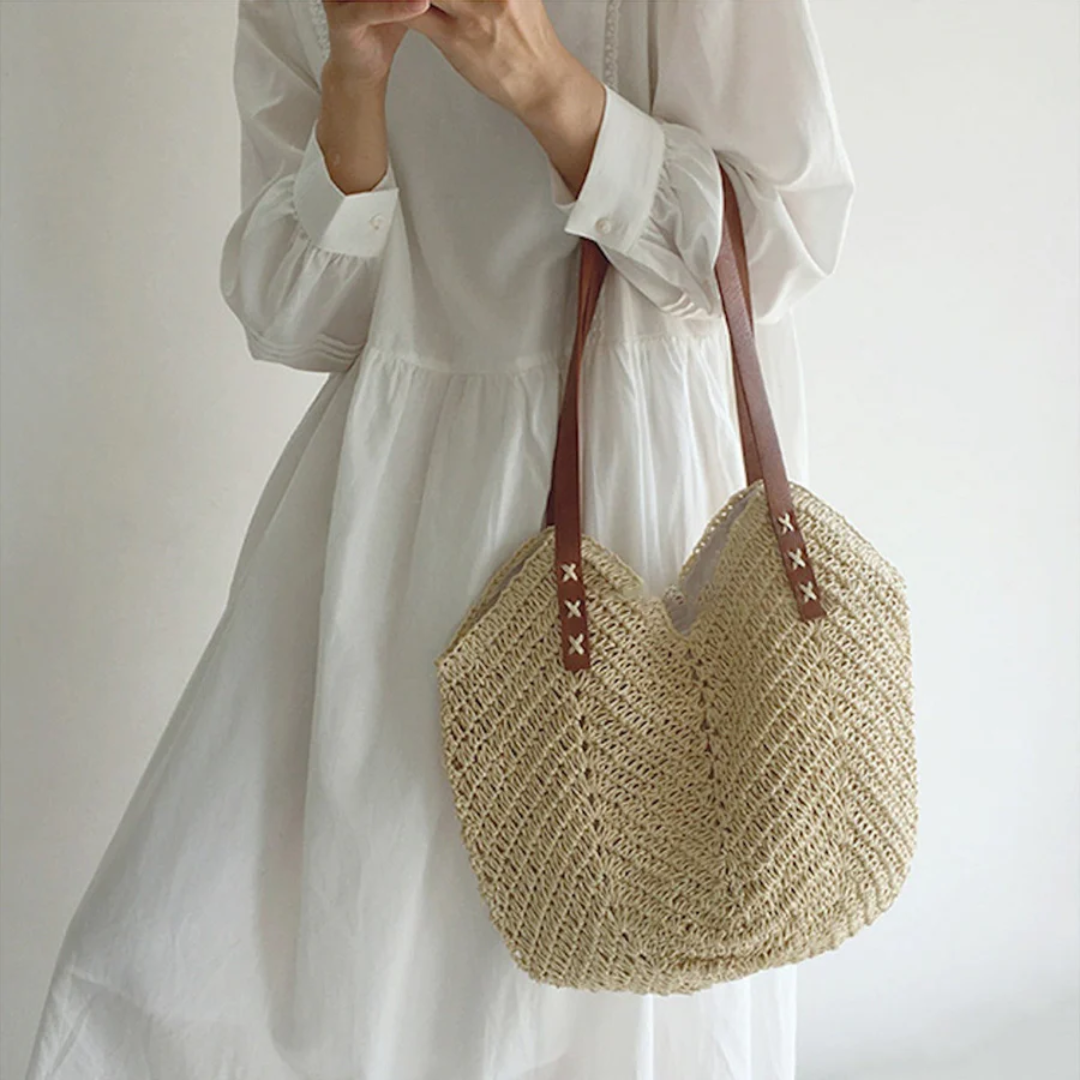 Stylish Shoulder Bag for Women - BreezeWoven-white-The Livary