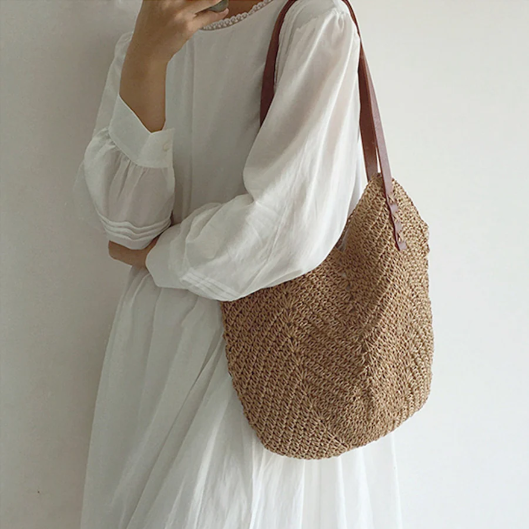 Stylish Shoulder Bag for Women - BreezeWoven-white-The Livary