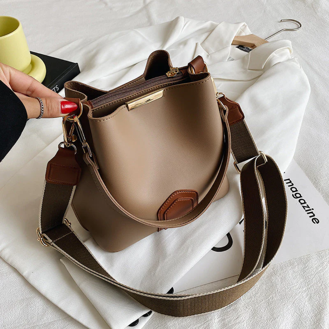 Stylish Premium Leather Shoulder Bag - BellaViva-khaki-The Livary