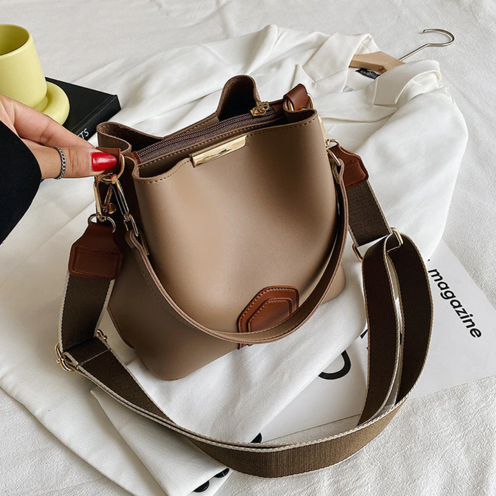 Stylish Premium Leather Shoulder Bag - BellaViva-khaki-The Livary
