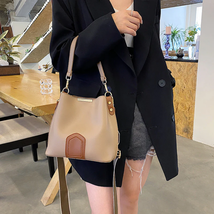Stylish Premium Leather Shoulder Bag - BellaViva-khaki-The Livary