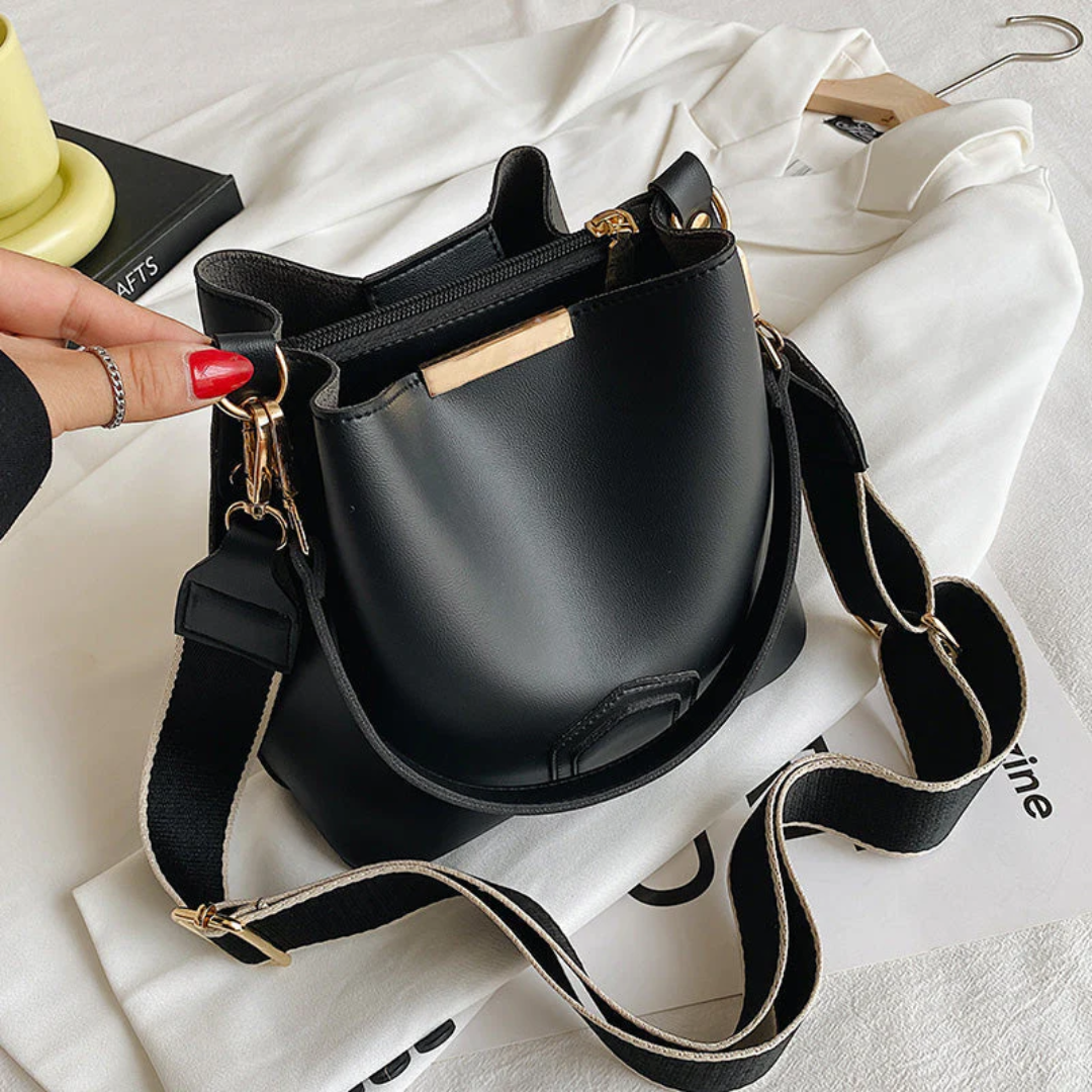 Stylish Premium Leather Shoulder Bag - BellaViva-black-1-The Livary