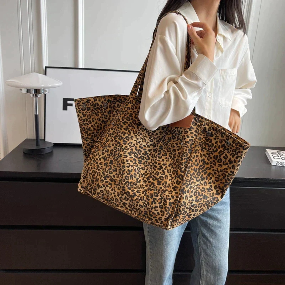 Stylish Handbag with Leopard Print - WildElegance-brown-The Livary