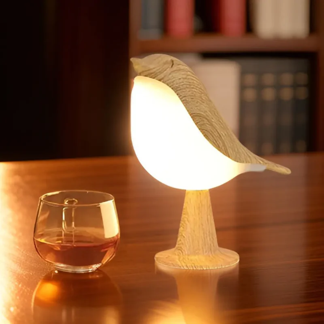 Stylish LED Bird Lamp with Touch Control and Aromatherapy - FeatherGlow-beige-The Livary
