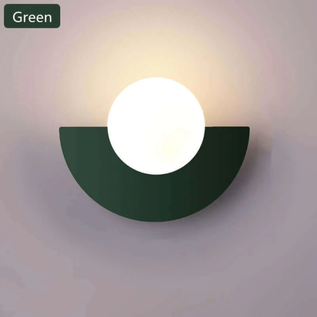 Metal Half Moon Wall Lamp - LunaMetal-green-7.87 x 5.91 inches-Warm Wit (2700-3500k)-The Livary