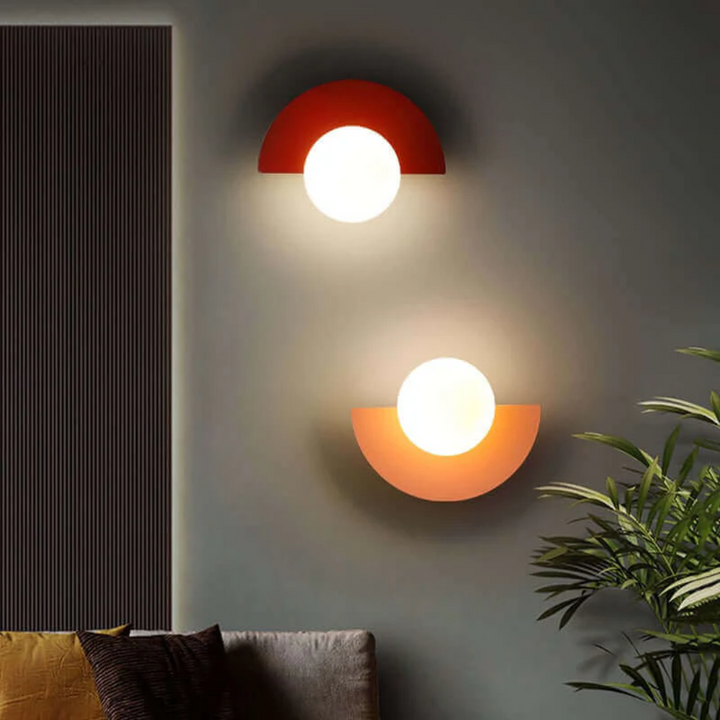 Metal Half Moon Wall Lamp - LunaMetal-red-7.87 x 5.91 inches-Warm Wit (2700-3500k)-The Livary