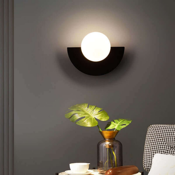 Metal Half Moon Wall Lamp - LunaMetal-red-7.87 x 5.91 inches-Warm Wit (2700-3500k)-The Livary