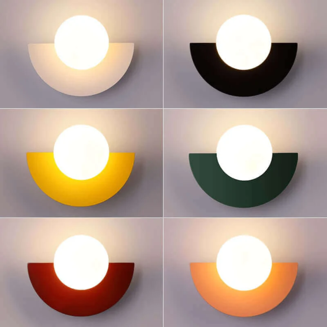 Metal Half Moon Wall Lamp - LunaMetal-red-7.87 x 5.91 inches-Warm Wit (2700-3500k)-The Livary