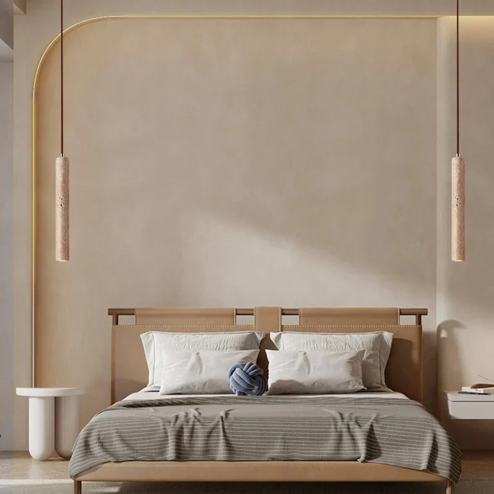 Minimalist Travertine Wabi-Sabi Style LED Chandelier - LumoLine
