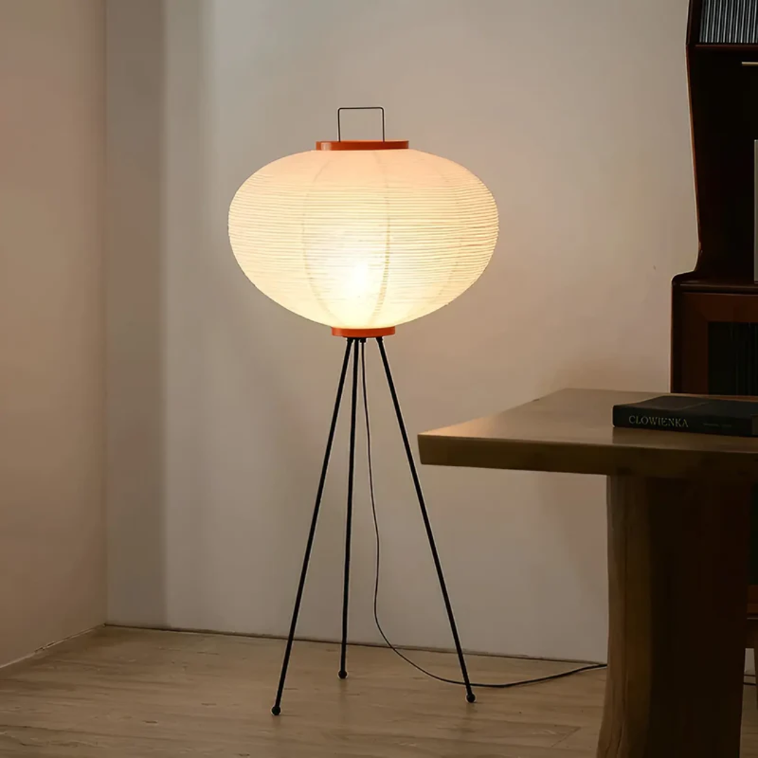 Wabi-Sabi Standing LED Lamp made of Rice Paper - ZenAura-The Livary