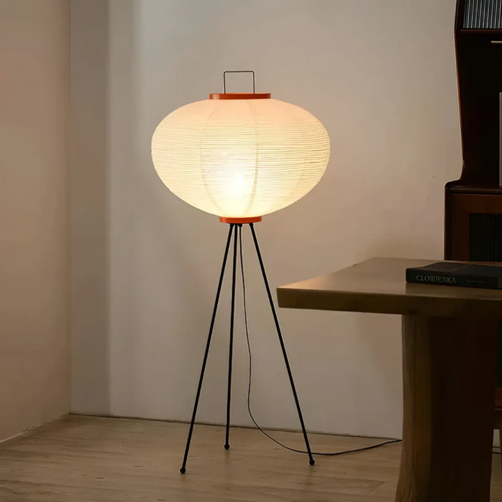 Wabi-Sabi Standing LED Lamp made of Rice Paper - ZenAura-The Livary