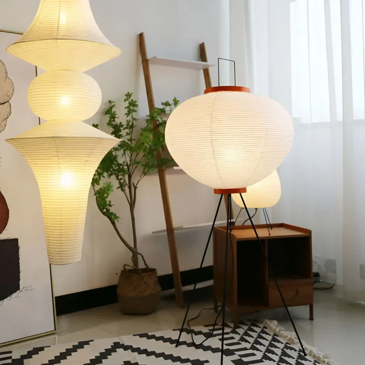 Wabi-Sabi Standing LED Lamp made of Rice Paper - ZenAura-The Livary