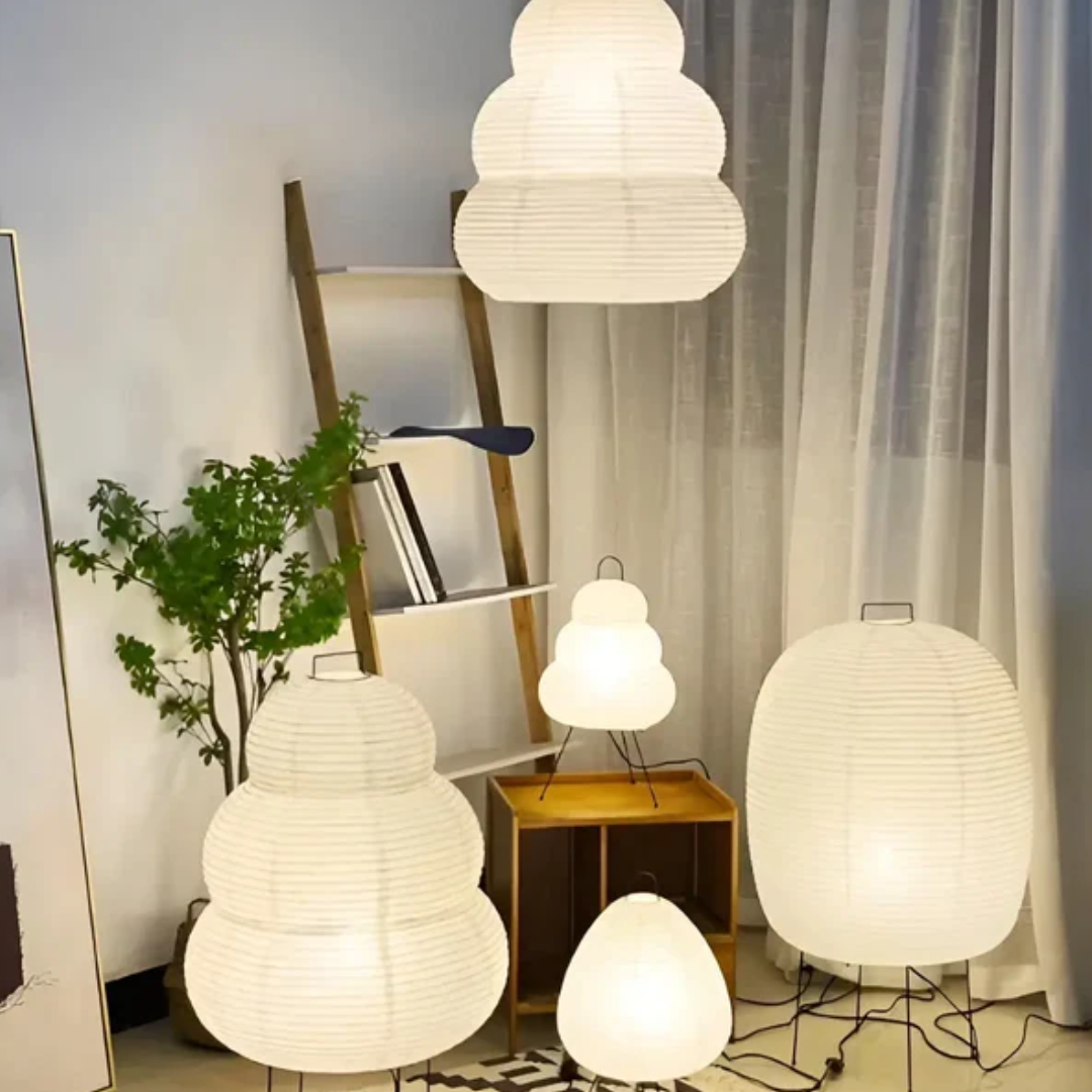 Wabi-Sabi Standing LED Lamp made of Rice Paper - ZenAura-The Livary