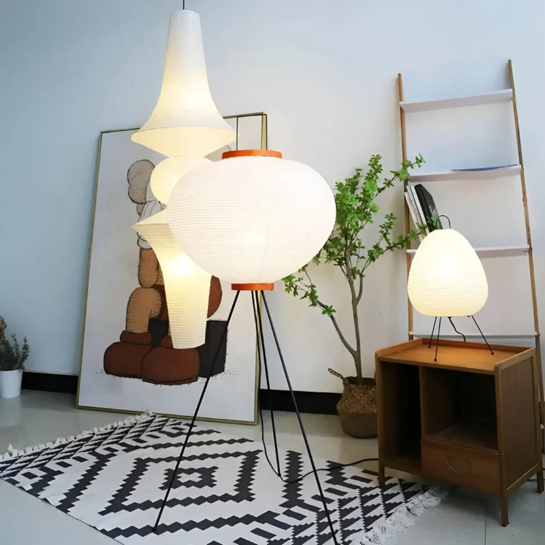 Wabi-Sabi Standing LED Lamp made of Rice Paper - ZenAura-The Livary