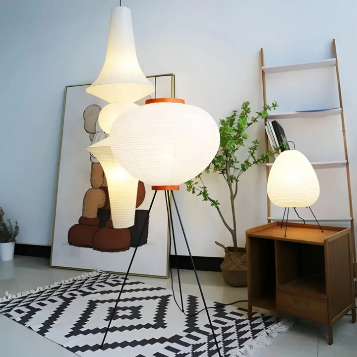 Wabi-Sabi Standing LED Lamp made of Rice Paper - ZenAura-The Livary