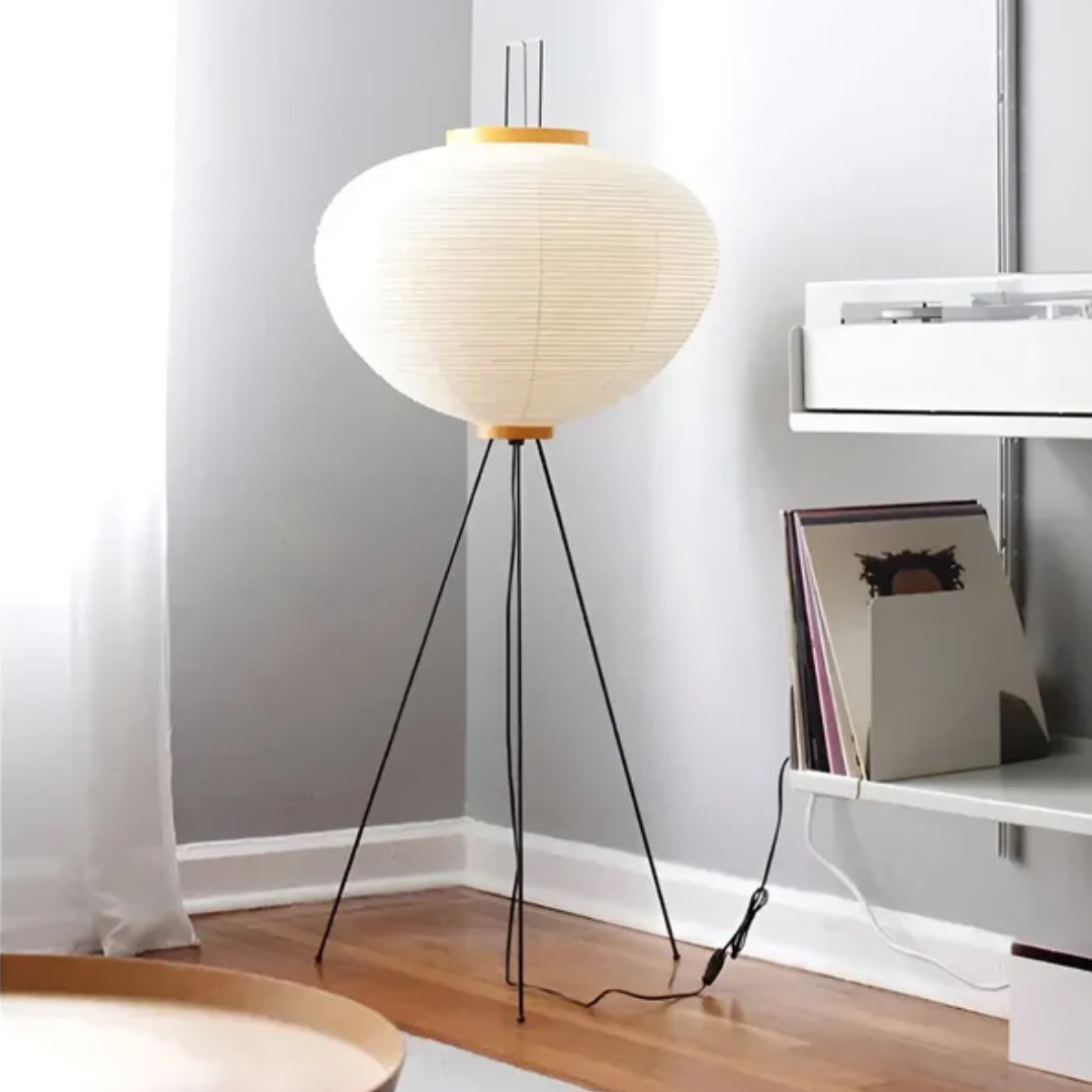 Wabi-Sabi Standing LED Lamp made of Rice Paper - ZenAura-The Livary