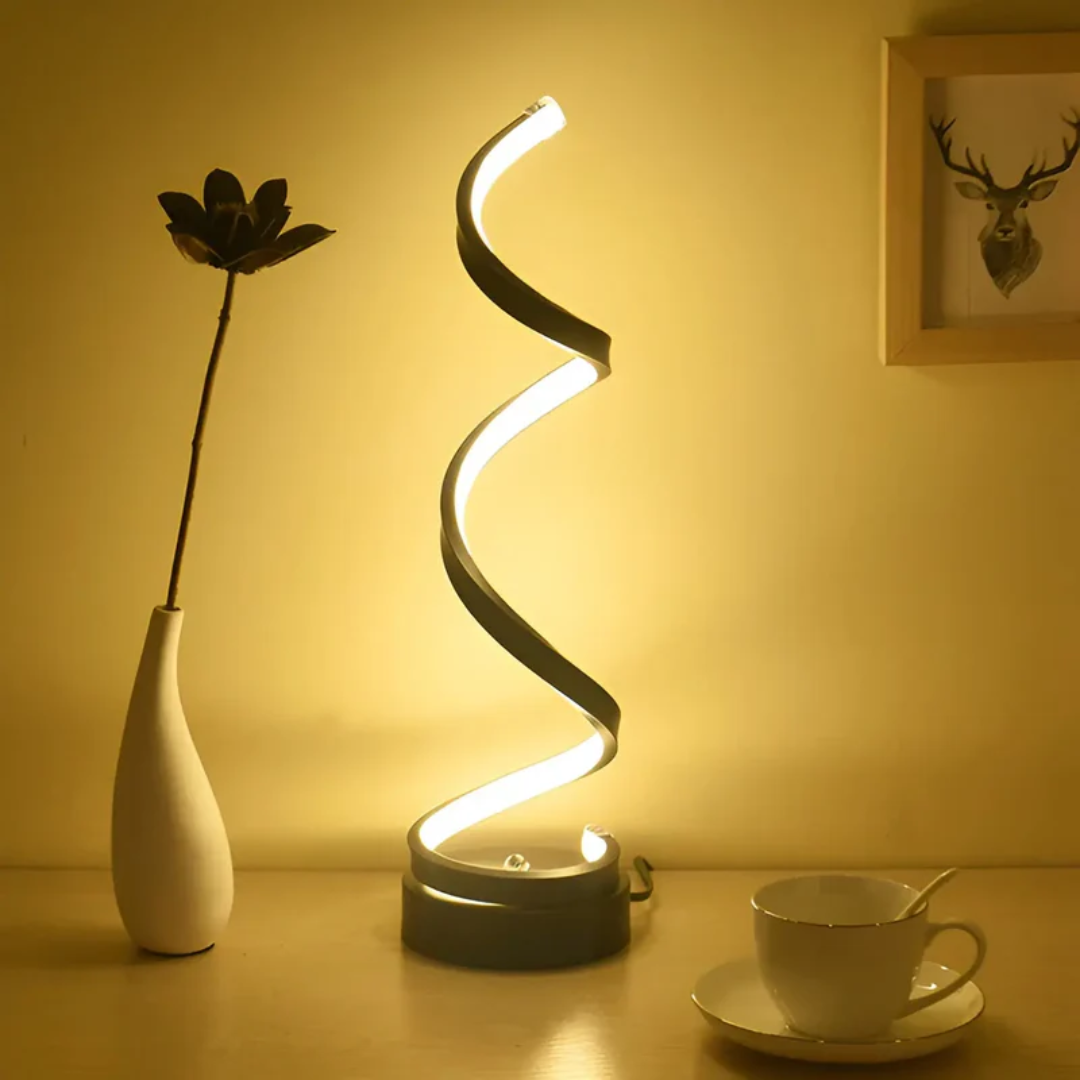 Dimmable Modern Spiral Table Lamp - LumaSpiral-white-The Livary