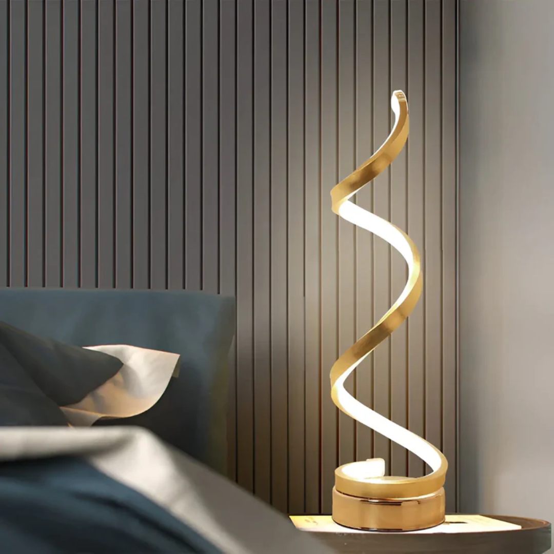 Dimmable Modern Spiral Table Lamp - LumaSpiral-gold-The Livary