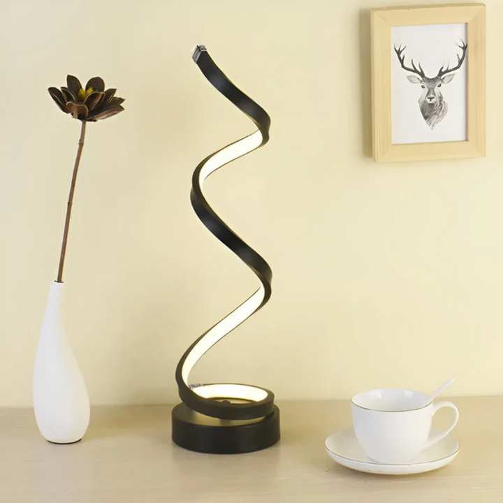 Dimmable Modern Spiral Table Lamp - LumaSpiral-black-1-The Livary