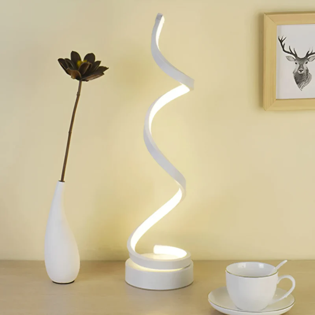 Dimmable Modern Spiral Table Lamp - LumaSpiral-white-The Livary