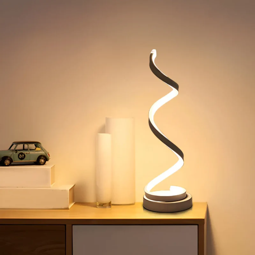Dimmable Modern Spiral Table Lamp - LumaSpiral-white-The Livary