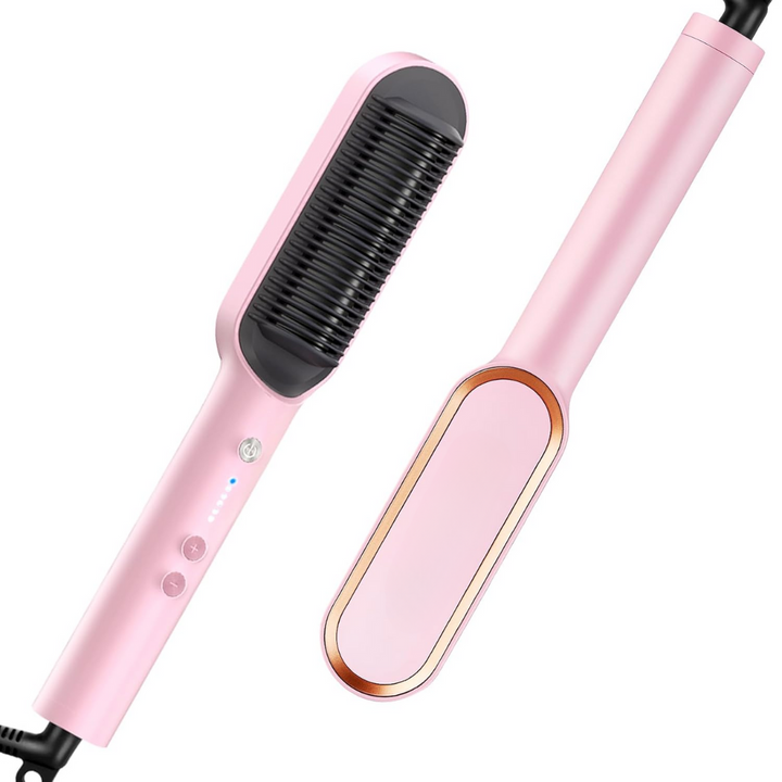 Hair Styler Brush – 5 Heat Settings, Fast Heating-Pink-The Livary