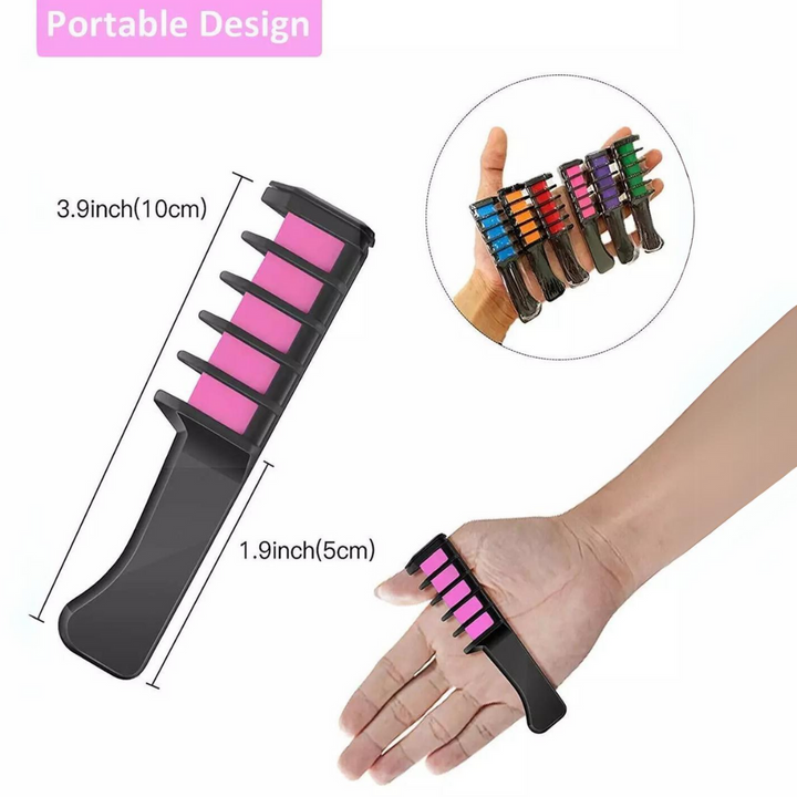 Washable Hair Chalk Comb – Fun Temporary Hair Colour-Blue-Yellow-Purple-Red-Green-Pink-The Livary