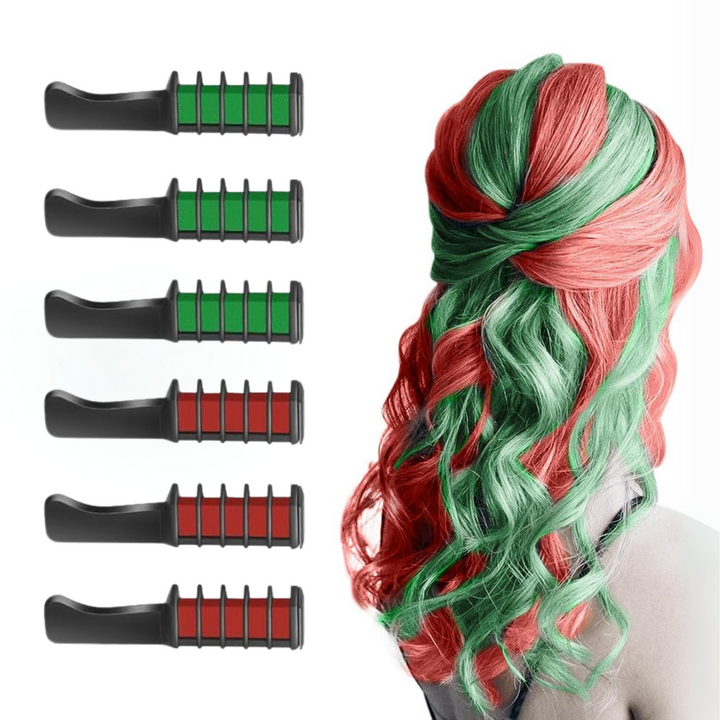 Washable Hair Chalk Comb – Fun Temporary Hair Colour-Green-Red-The Livary