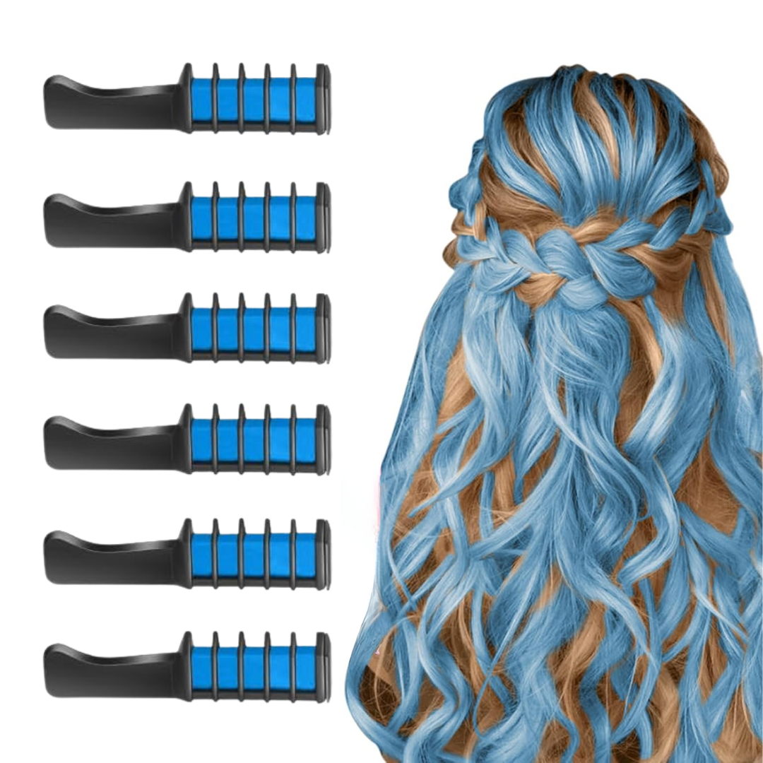 Washable Hair Chalk Comb – Fun Temporary Hair Colour-Blue-The Livary