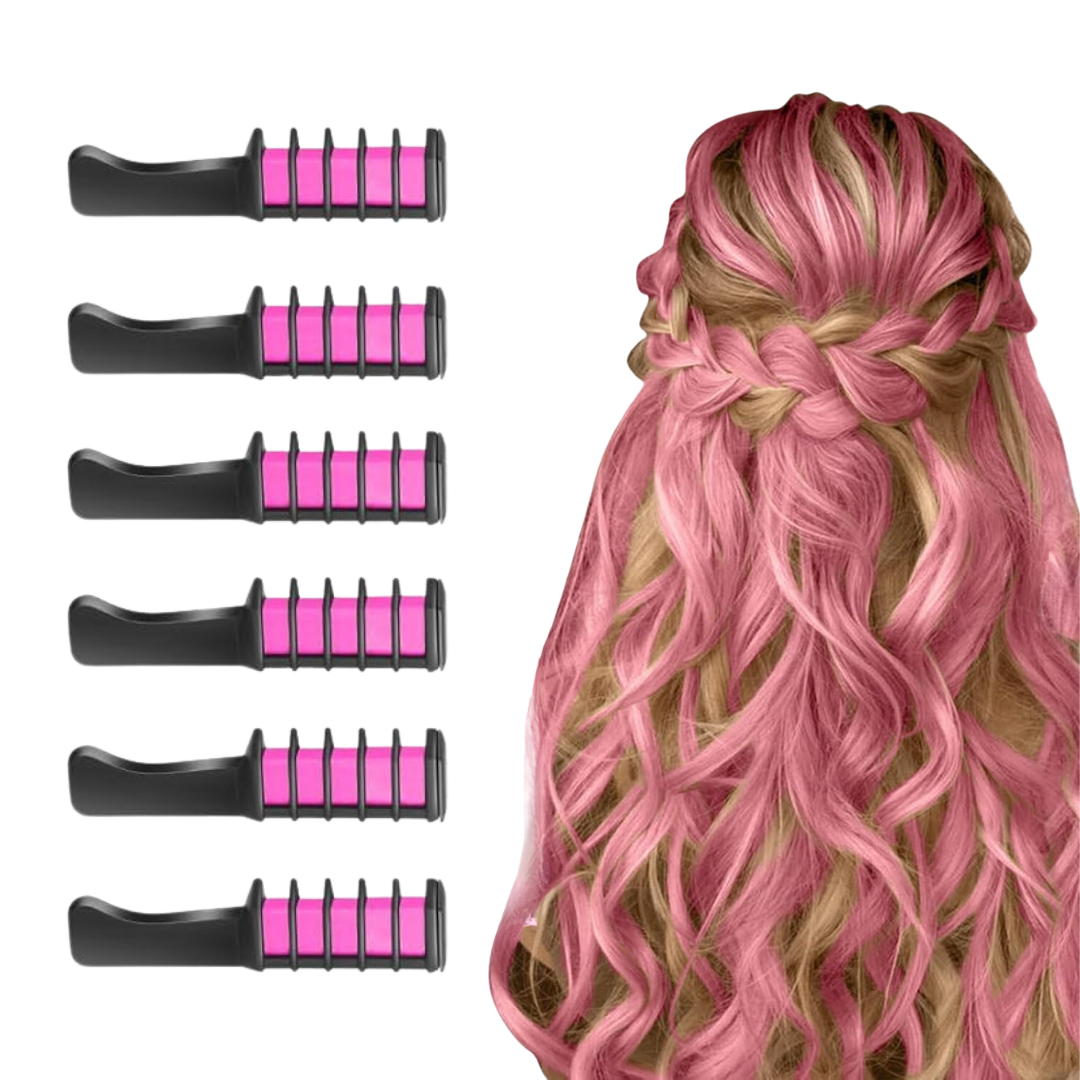 Washable Hair Chalk Comb – Fun Temporary Hair Colour-Pink-The Livary