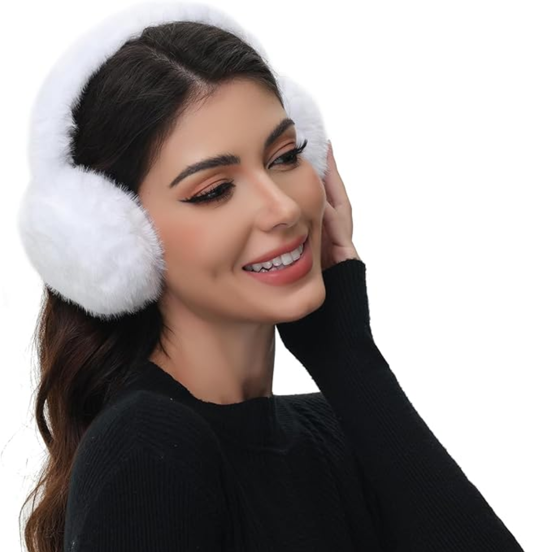 Fluffy Foldable Faux Fur Winter Ear Warmers - FauxSnugs-White-The Livary