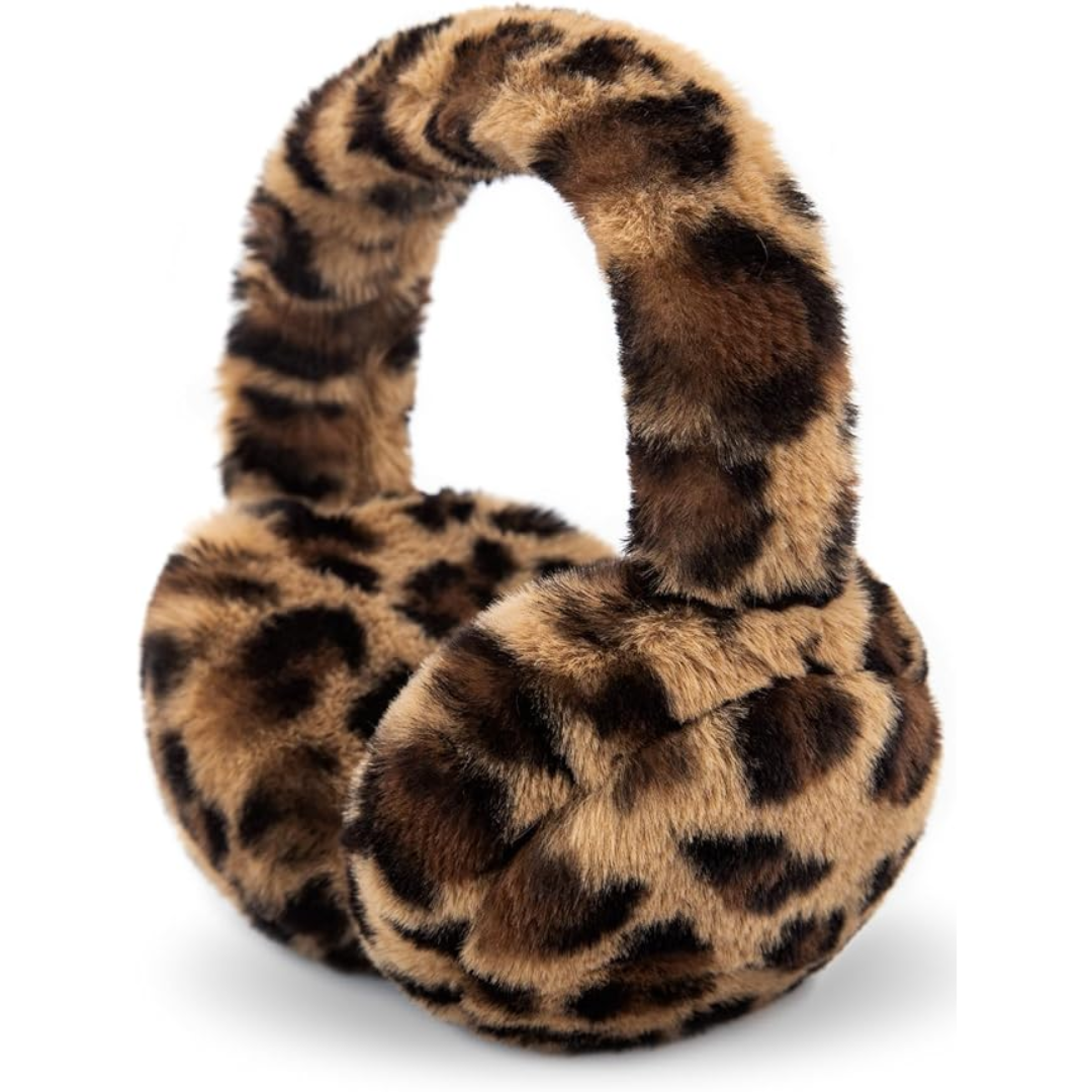 Fluffy Foldable Faux Fur Winter Ear Warmers - FauxSnugs-Leopard-The Livary