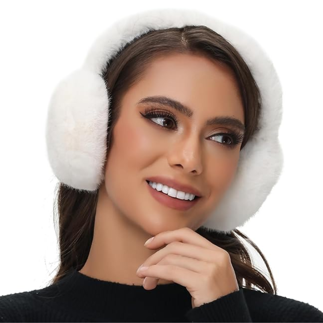 Fluffy Foldable Faux Fur Winter Ear Warmers - FauxSnugs-White-The Livary