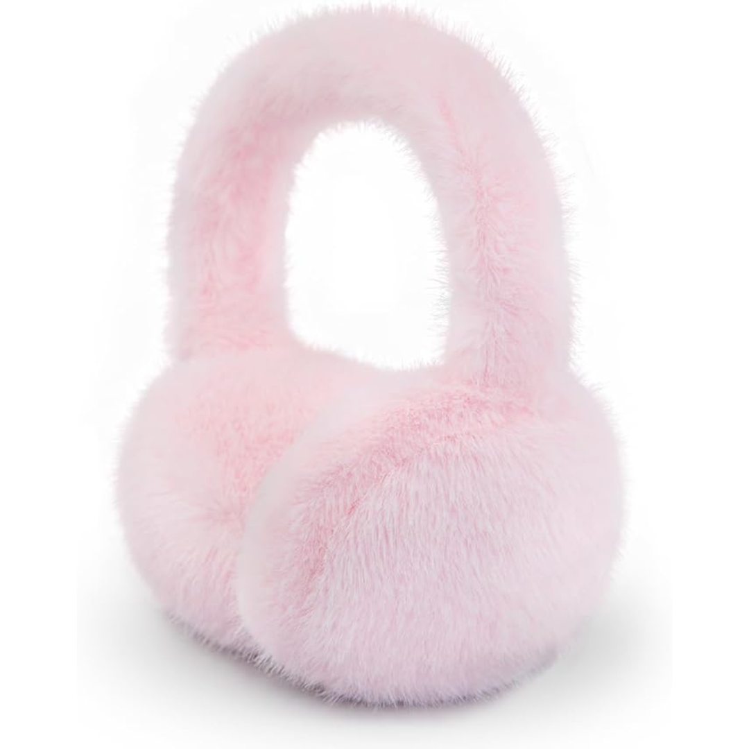 Fluffy Foldable Faux Fur Winter Ear Warmers - FauxSnugs-Light pink-The Livary