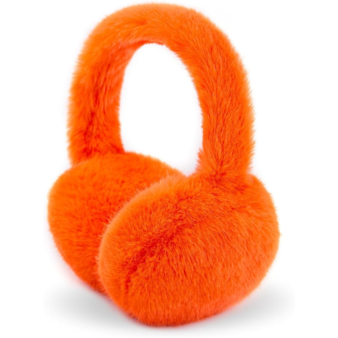 Fluffy Foldable Faux Fur Winter Ear Warmers - FauxSnugs-Orange-The Livary