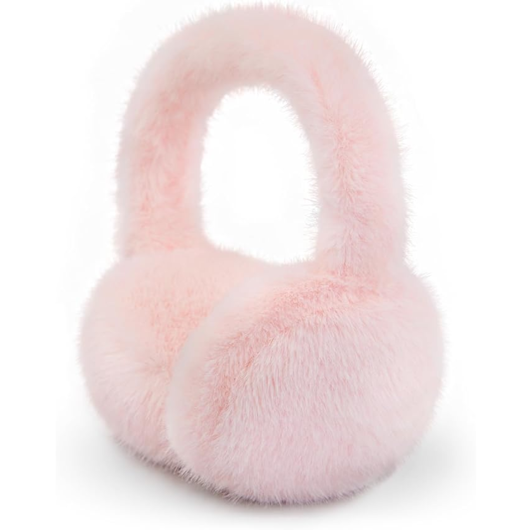 Fluffy Foldable Faux Fur Winter Ear Warmers - FauxSnugs-Pink-The Livary