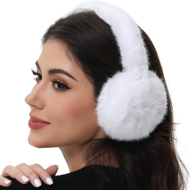 Fluffy Foldable Faux Fur Winter Ear Warmers - FauxSnugs-White-The Livary