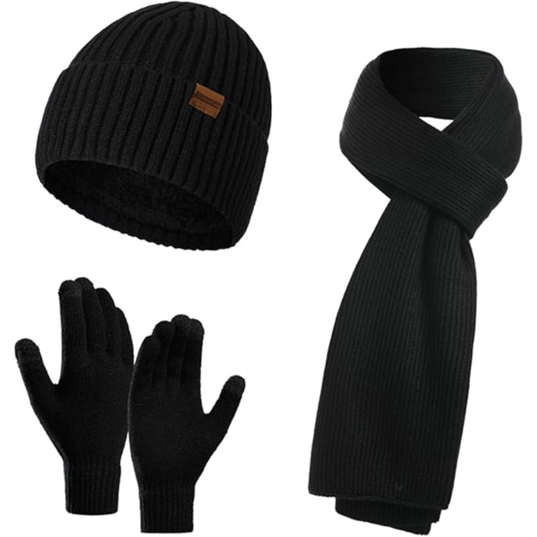 Men's Winter Beanie & Gloves Set - Victor-Dark blue-The Livary