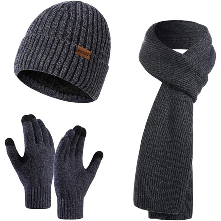 Men's Winter Beanie & Gloves Set - Victor-Dark blue-The Livary